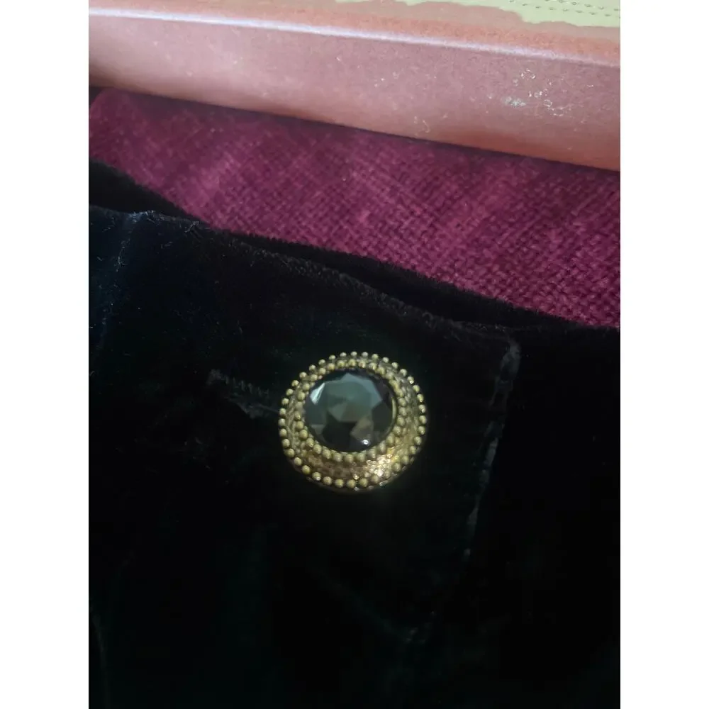 Vintage 90's CONTEMPO Casuals Velvet Midi Skirt GOTH GRUNGE Black DOLL Jrs Small